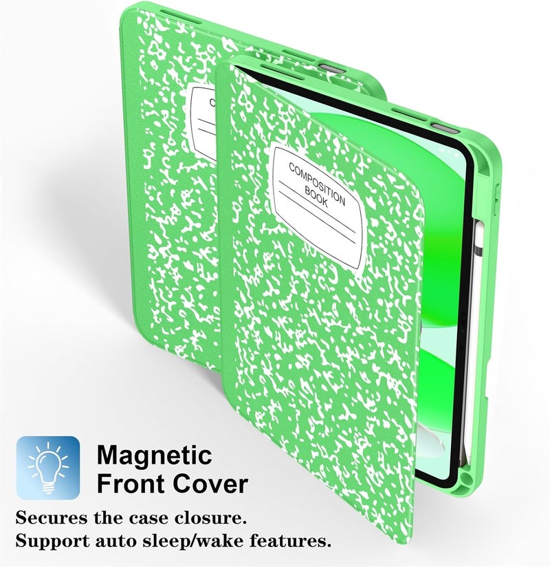 Supveco Case for iPad (A16) 11th Generation 11 inch (2025),iPad 10th Generation 10.9 inch (2022) with Pencil Holder-[Auto Wake/Sleep],Premium Folio Stand Case with Soft TPU Back Cover-Green Book - Image 4